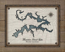 Load image into Gallery viewer, Mountain Island Lake North Carolina Map Design #2   - On 100% Natural Linen
