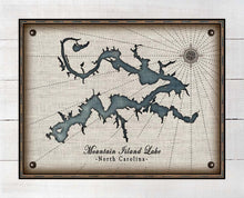 Load image into Gallery viewer, Mountain Island Lake North Carolina Map Design #2   - On 100% Natural Linen
