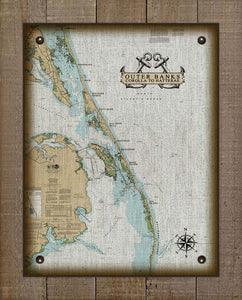 Outer Banks North Carolina (Corolla to Hatteras) Nautical Chart - On 100% Natural Linen