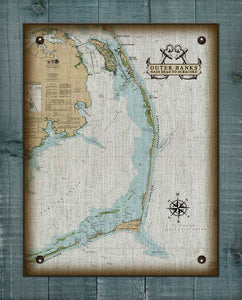 Outer Banks North Carolina (Nags Head to Ocracoke) Nautical Chart - On 100% Natural Linen