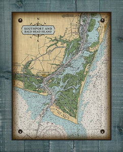 Southport & Bald Head Island North Carolina Nautical Chart - On 100% Natural Linen