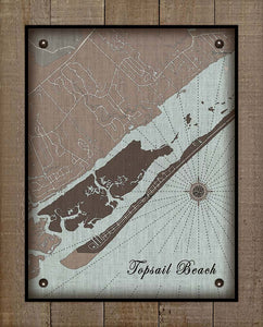 Topsail Beach North Carolina Map Design   - On 100% Natural Linen
