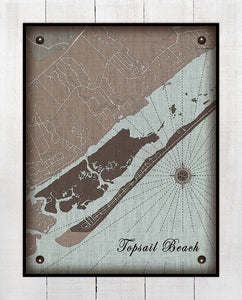 Topsail Beach North Carolina Map Design   - On 100% Natural Linen