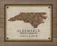 Load image into Gallery viewer, Albemarle North Carolina Vintage Design - Board Mounted Canvas Print
