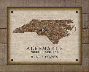 Albemarle North Carolina Vintage Design - On 100% Natural Linen