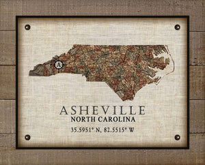 Asheville North Carolina Vintage Design - On 100% Natural Linen