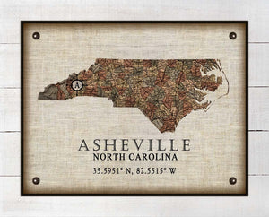 Asheville North Carolina Vintage Design - On 100% Natural Linen
