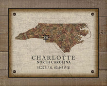Load image into Gallery viewer, Charlotte North Carolina Vintage Design - On 100% Natural Linen
