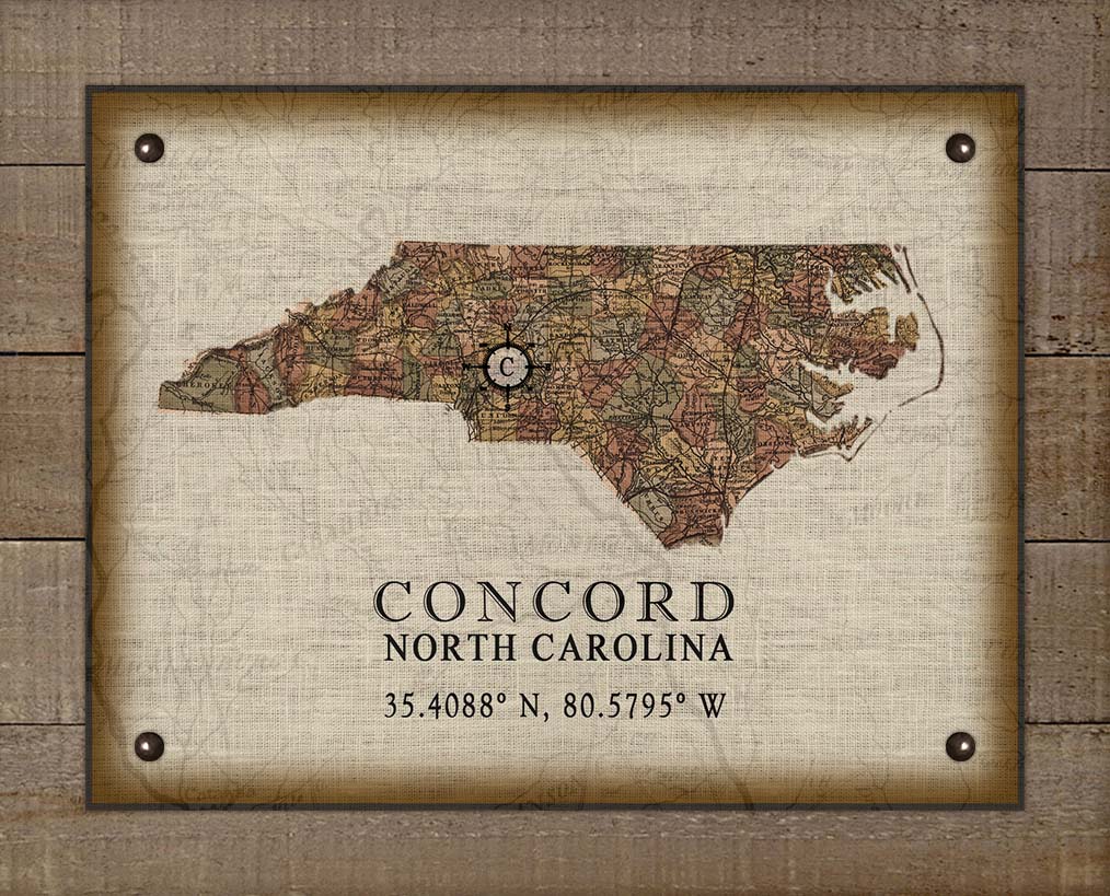 Concord North Carolina Vintage Design - On 100% Natural Linen