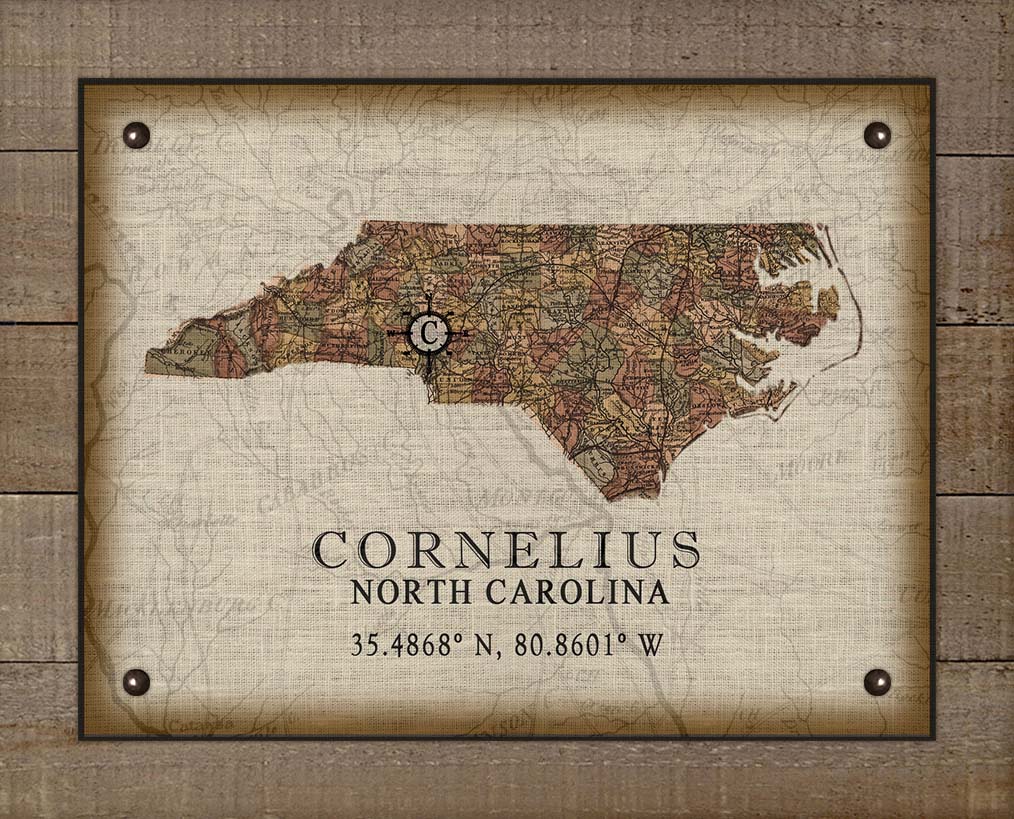 Cornelius North Carolina Vintage Design - On 100% Natural Linen