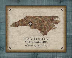 Davidson North Carolina Vintage Design - On 100% Natural Linen