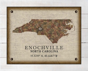 Enochville North Carolina Vintage Design - On 100% Natural Linen