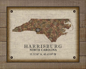 Lake Norman North Carolina Vintage Design - On 100% Natural Linen