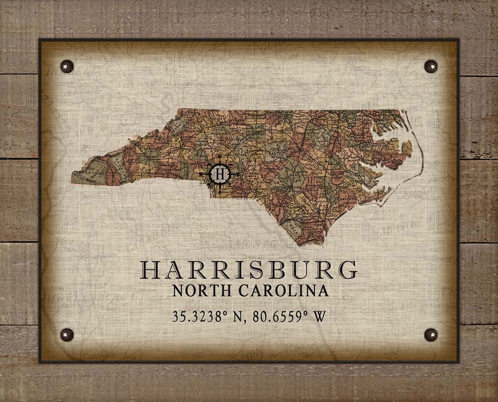 Harrisburg North Carolina Vintage Design - On 100% Natural Linen