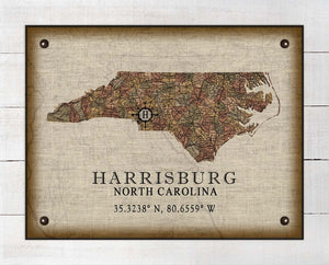 Harrisburg North Carolina Vintage Design - On 100% Natural Linen