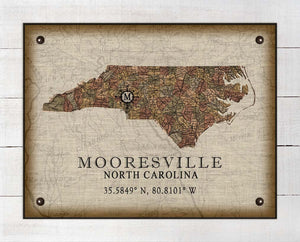 Mooresville North Carolina Vintage Design - On 100% Natural Linen