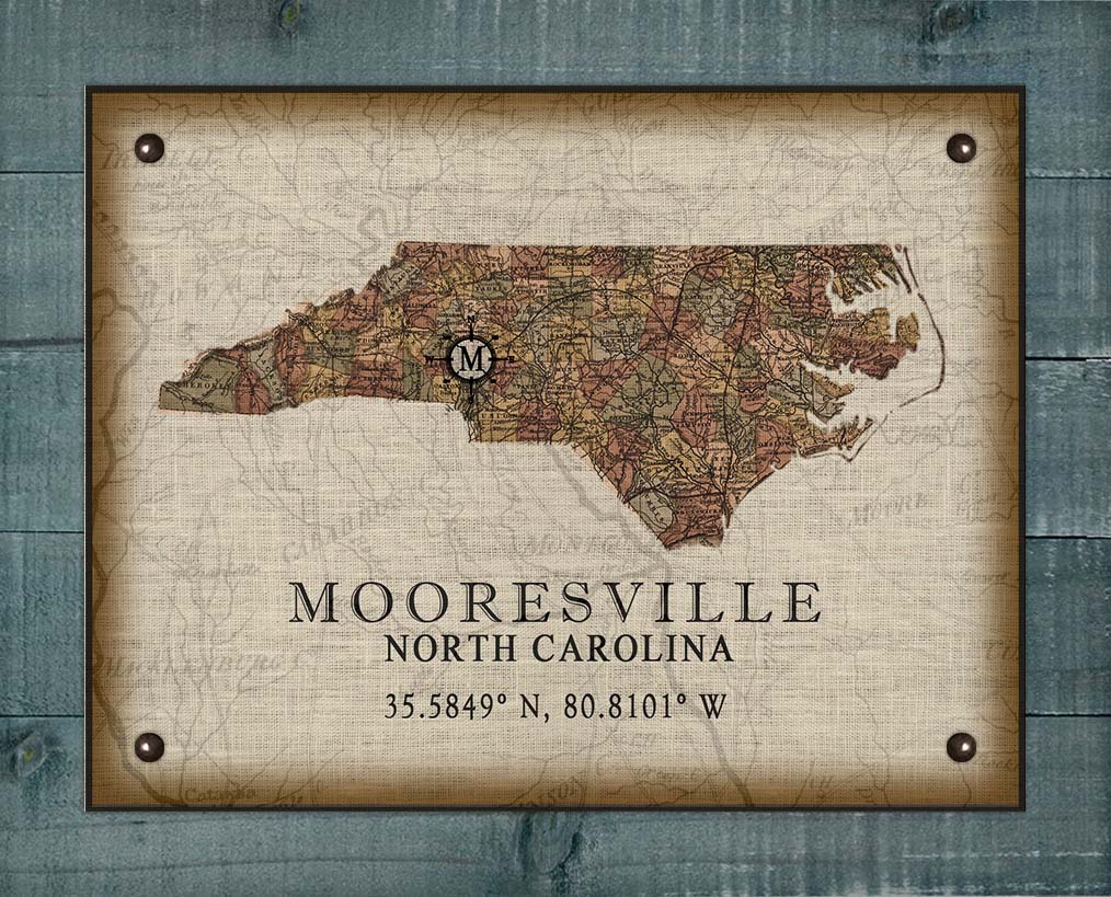 Mooresville North Carolina Vintage Design - On 100% Natural Linen
