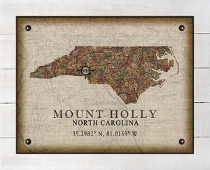 Mount Holly North Carolina Vintage Design - On 100% Natural Linen
