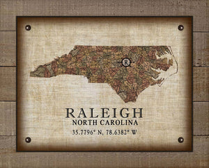Raleigh North Carolina Vintage Design - Board Mounted Canvas Print