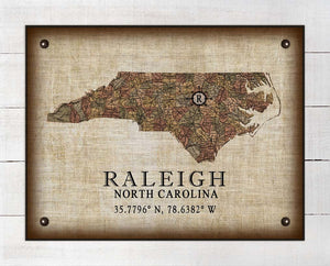 Raleigh North Carolina Vintage Design - On 100% Natural Linen