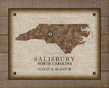 Load image into Gallery viewer, Salisbury North Carolina Vintage Design - On 100% Natural Linen
