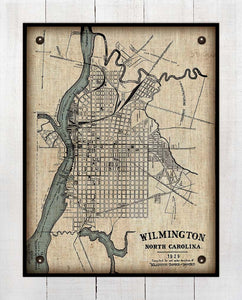 1929 Wilmington North Carolina Map Design   - Board Mounted Canvas Print
