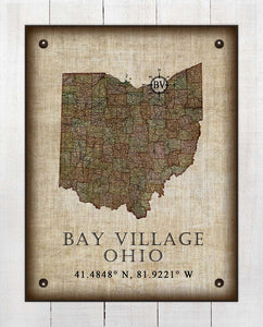 Bay Village Ohio Vintage Design - On 100% Natural Linen