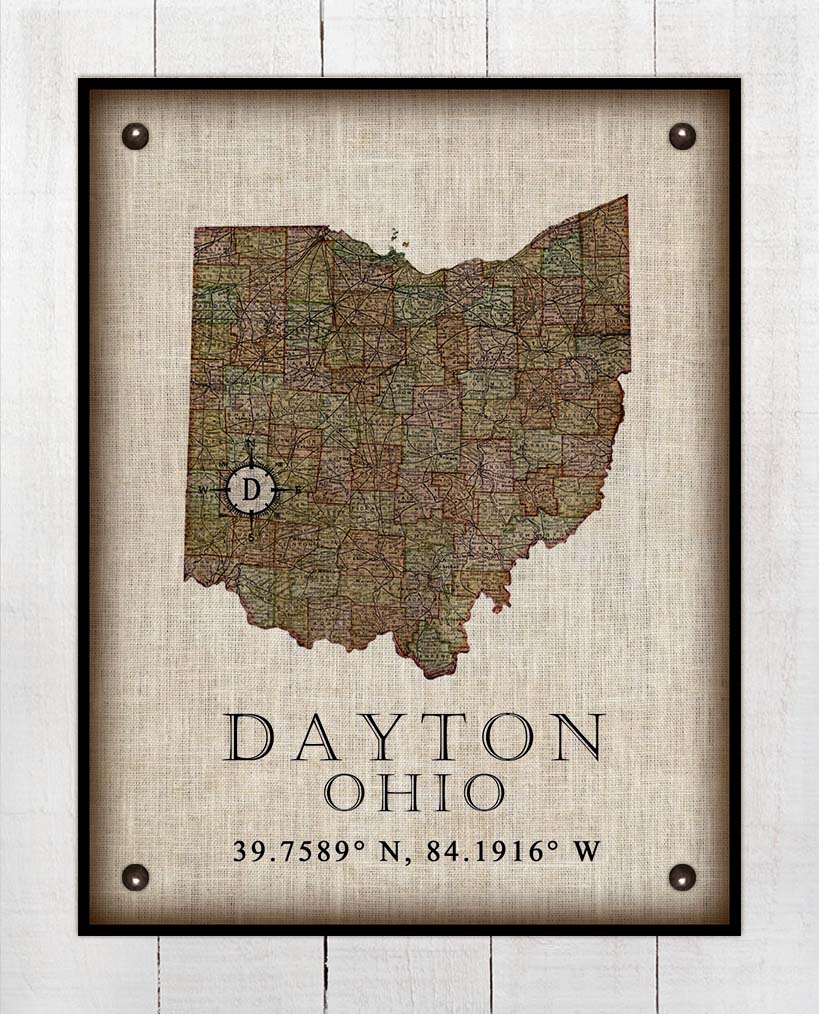 Dayton Ohio Vintage Design - On 100% Natural Linen