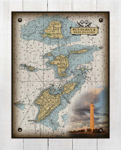 Put-In-Bay & Bass Islands Ohio Nautical Chart (2) - On 100% Natural Linen