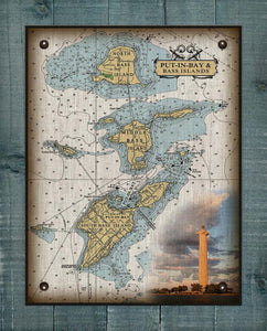 Put-In-Bay & Bass Islands Ohio Nautical Chart (2) - On 100% Natural Linen