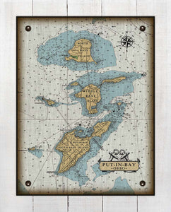 Put-In-Bay & Bass Islands Ohio Nautical Chart - On 100% Natural Linen