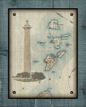 Load image into Gallery viewer, Put-In-Bay &amp; Bass Islands - Ohio _ Vintage Chart With South Bass Island Light House, Nautical Chart  (3) - On 100% Natural Linen
