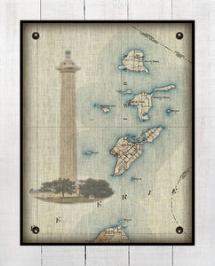 Put-In-Bay & Bass Islands - Ohio _ Vintage Chart With South Bass Island Light House, Nautical Chart  (3) - On 100% Natural Linen