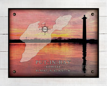 Load image into Gallery viewer, Put-In-Bay - Ohio -  Light House And Map -  Design -4- Horizontal (3) - On 100% Natural Linen
