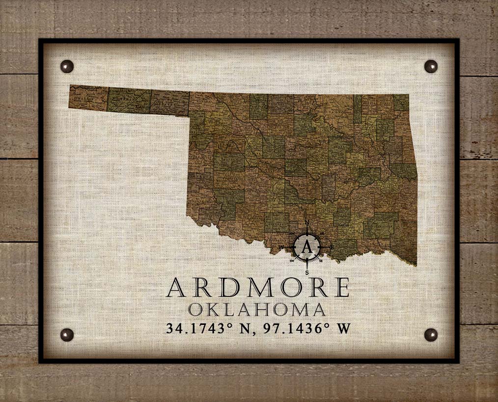 Ardmore Oklahoma Vintage Design - On 100% Natural Linen