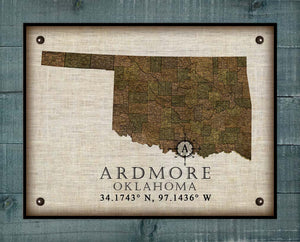 Ardmore Oklahoma Vintage Design - On 100% Natural Linen