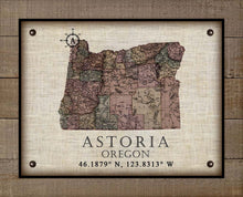 Load image into Gallery viewer, Astoria Oregon Vintage Design - On 100% Natural Linen
