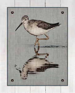 Dowitcher Shore Bird  - On 100% Natural Linen