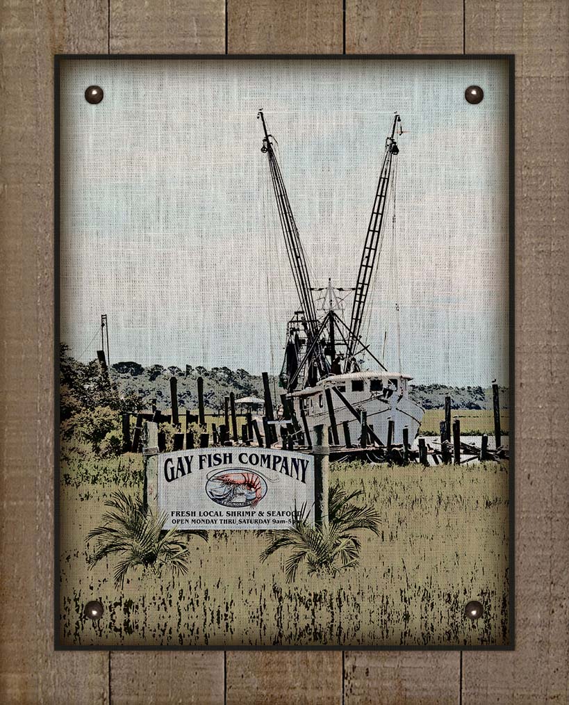 Gay Seafood Boat & Sign - On 100% Linen