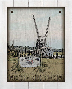 Gay Seafood Boat & Sign - On 100% Linen