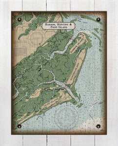 Harbor Island Nautical Chart - On 100% Natural Linen
