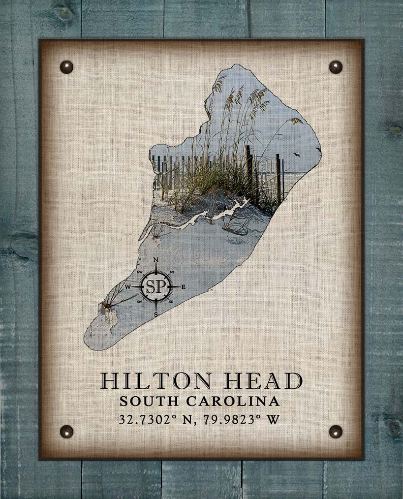 Hilton Head Sea Oats Silhouette Design - On 100% Natural Linen