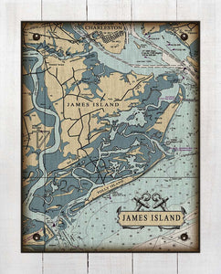 James Island South Carolina Nautical Chart - On 100% Natural Linen