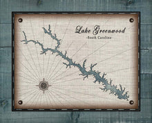 Load image into Gallery viewer, Lake Greenwood South Carolina Map Design - On 100% Natural Linen
