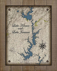 Lake Keowee & Jocassee South Carolina Map Design - On 100% Natural Linen
