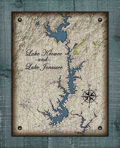 Lake Keowee & Jocassee South Carolina Map Design - On 100% Natural Linen