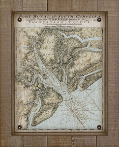 1776 Port Royal Sound Carolina Nautical Chart - On 100% Natural Linen