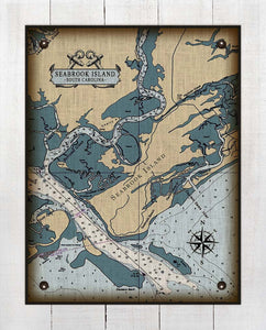 Seabrook Island South Carolina Nautical Chart - On 100% Natural Linen