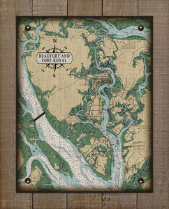 Beaufort & Port Royal South Carolina Nautical Chart - On 100% Natural Linen