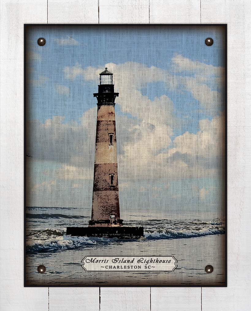Charleston South Carolina Lighthouse - On 100% Linen